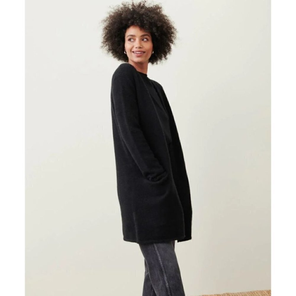 Jenni Kayne Merino Wool Blend Open Front Cardigan Sweater Coat Black Size S - Picture 8 of 8